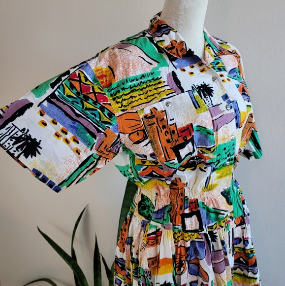 VTG 80s Together! Southwestern Print Midi Dress - Picture 2 of 16